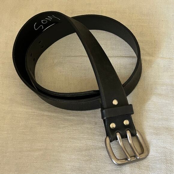 Vintage 90s Fossil Fuel Solid Brass Leather Belt